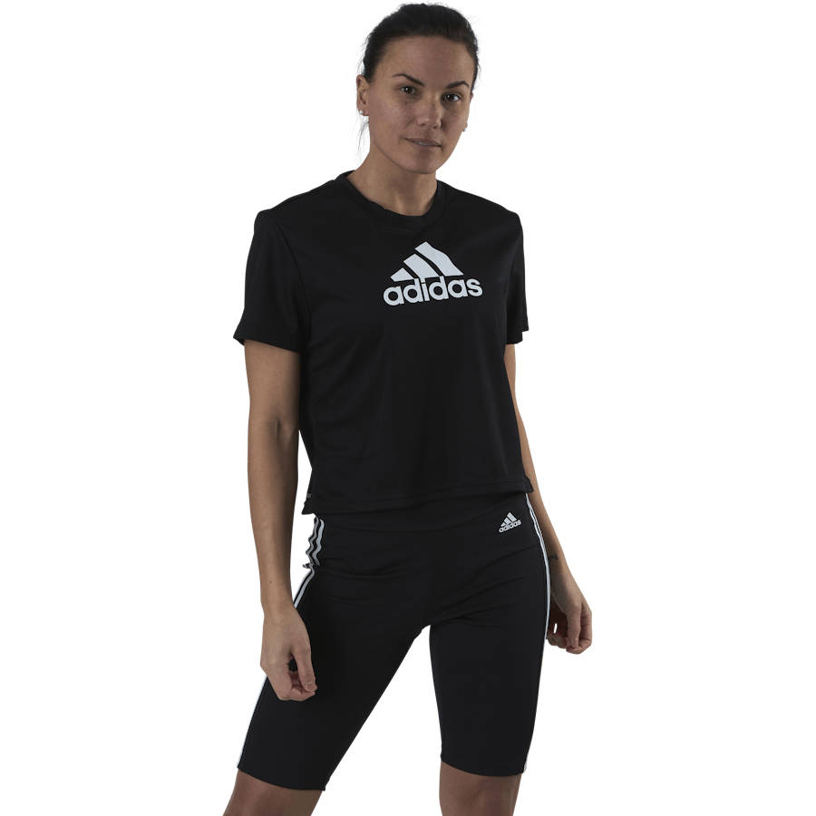 Adidas - Cropped Logo Sport T-Shirt Black / White