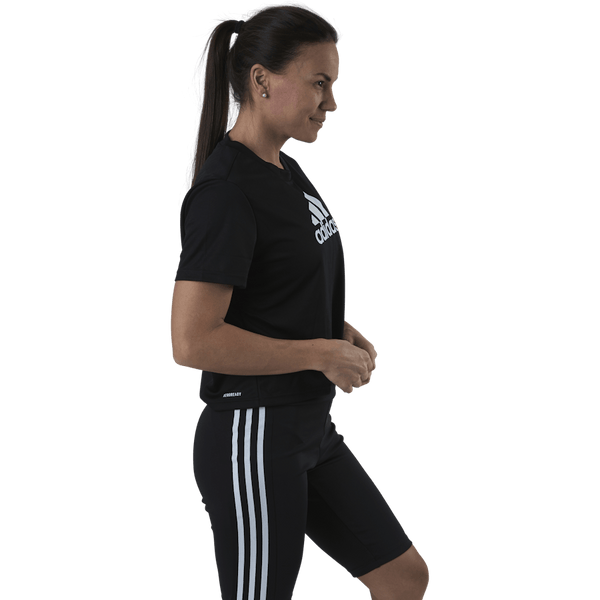 Adidas - Cropped Logo Sport T-Shirt Black / White