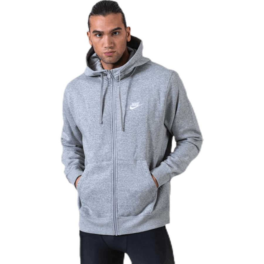 Nike - Sportswear Club Fleece Men's Full-Zip Hoodie DK GREY HEATHER/MATTE SILVER/WHITE