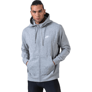 Nike - Sportswear Club Fleece Men's Full-Zip Hoodie DK GREY HEATHER/MATTE SILVER/WHITE