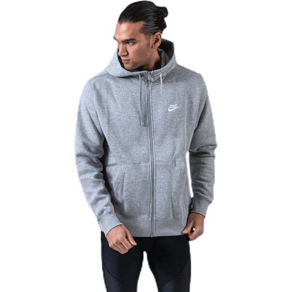 Nike - Sportswear Club Fleece Men's Full-Zip Hoodie DK GREY HEATHER/MATTE SILVER/WHITE