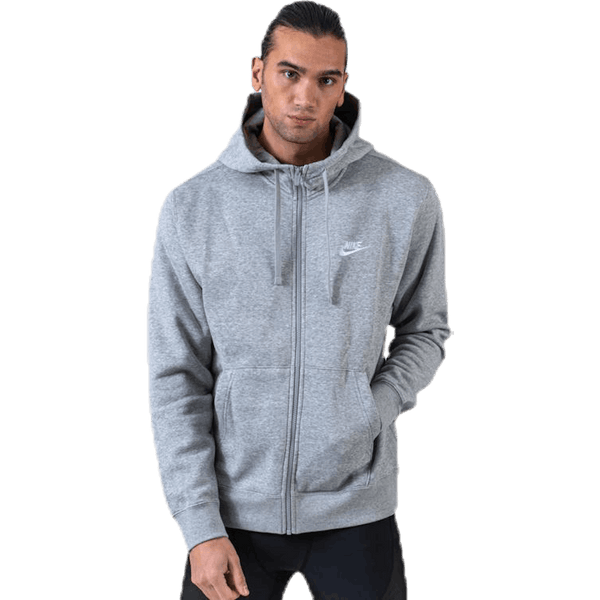 Nike - Sportswear Club Fleece Men's Full-Zip Hoodie DK GREY HEATHER/MATTE SILVER/WHITE