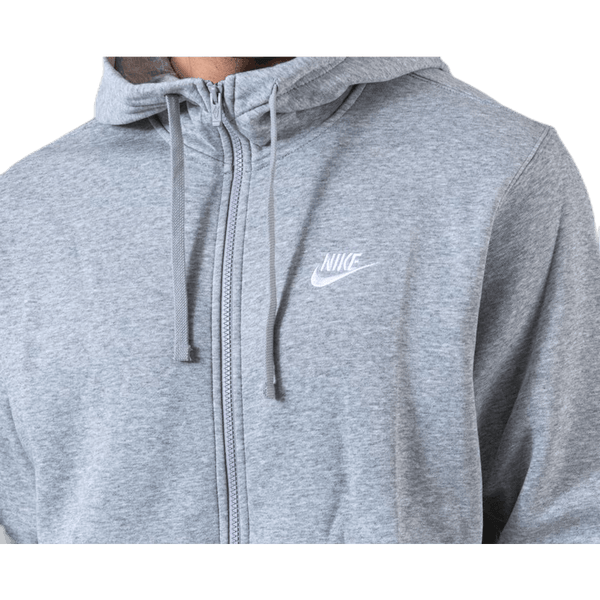 Nike - Sportswear Club Fleece Men's Full-Zip Hoodie DK GREY HEATHER/MATTE SILVER/WHITE