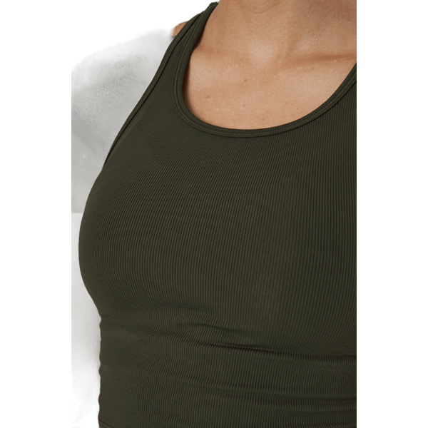 Casall - Bold Rib Crop Tank Forest Green