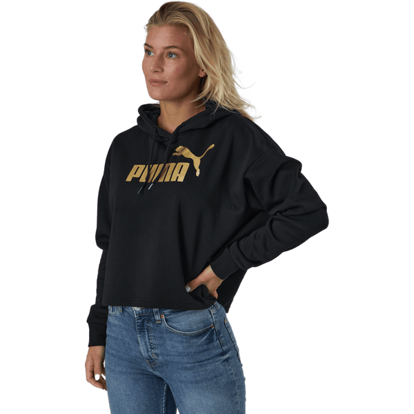Puma - Ess+ Cropped Metallic Logo Hoo Puma Black-gold