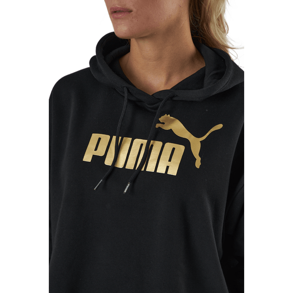 Puma - Ess+ Cropped Metallic Logo Hoo Puma Black-gold