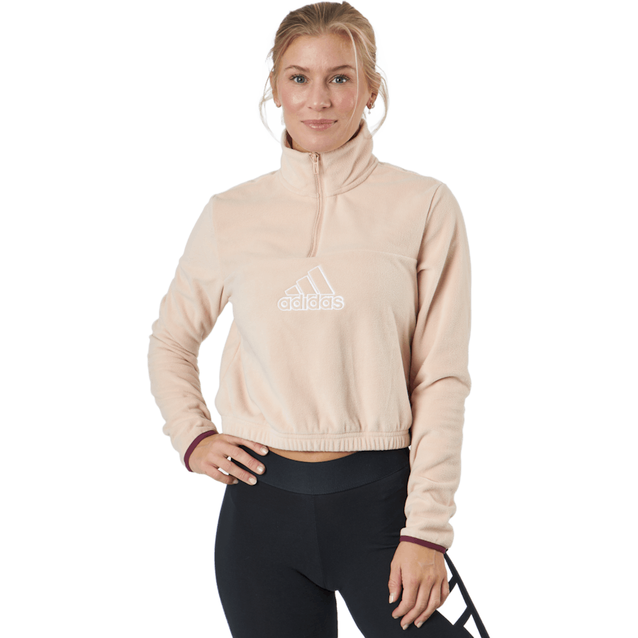 Adidas - Brand Love Polarfleece Half-Zip Sweatshirt Halo Blush / White / Victory Crimson