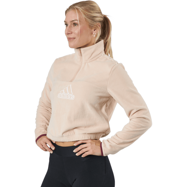Adidas - Brand Love Polarfleece Half-Zip Sweatshirt Halo Blush / White / Victory Crimson