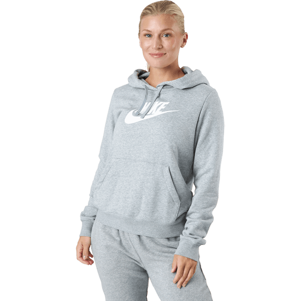 Nike - Sportswear Club Fleece Women's Logo Pullover Hoodie DK GREY HEATHER/WHITE