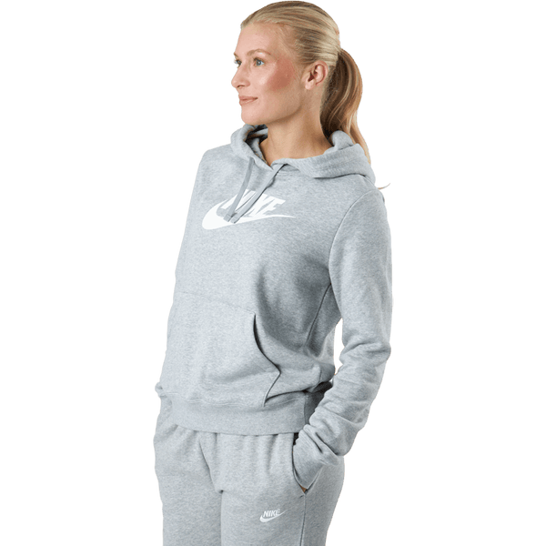 Nike - Sportswear Club Fleece Women's Logo Pullover Hoodie DK GREY HEATHER/WHITE