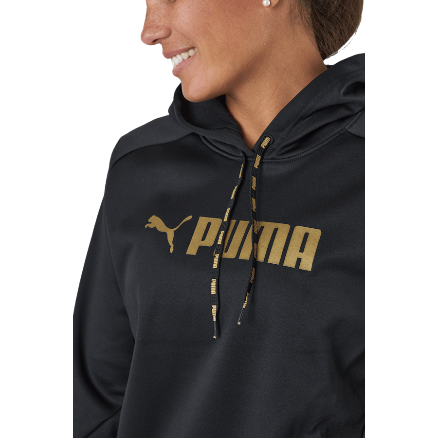 Puma - Puma Fit Tech Knit Po Hoodie Puma Black-metallic Gold
