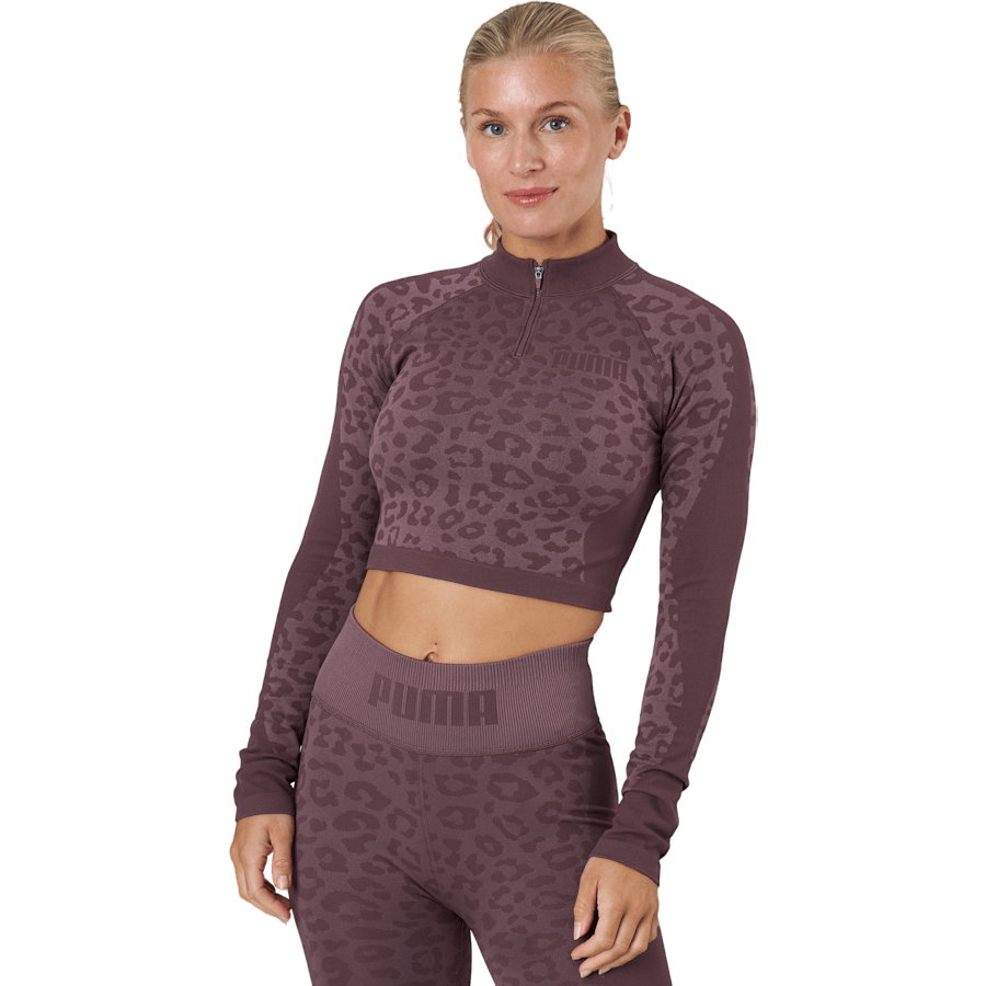 Puma - Formknit Seamless Cropped 1/4  Dusty Plum-leopard Print