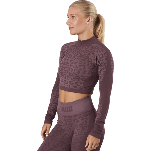 Puma - Formknit Seamless Cropped 1/4  Dusty Plum-leopard Print
