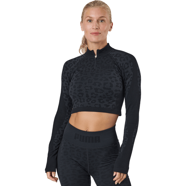 Puma - Formknit Seamless Cropped 1/4  Puma Black-leopard Print