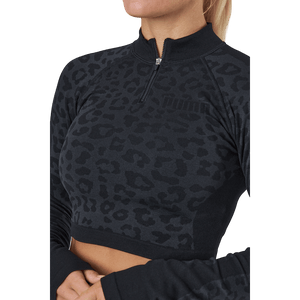 Puma - Formknit Seamless Cropped 1/4  Puma Black-leopard Print