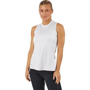 Adidas - Essentials Heathered Mock-Neck Sleeveless Golf Polo Shirt White
