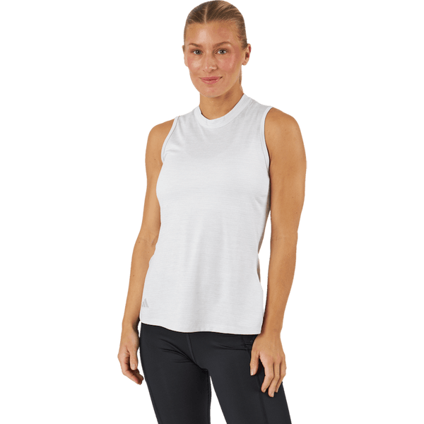 Adidas - Essentials Heathered Mock-Neck Sleeveless Golf Polo Shirt White