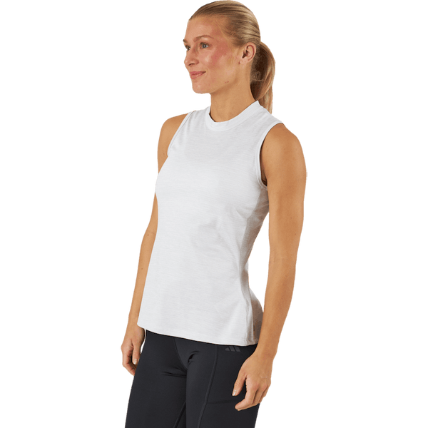 Adidas - Essentials Heathered Mock-Neck Sleeveless Golf Polo Shirt White