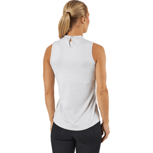Adidas - Essentials Heathered Mock-Neck Sleeveless Golf Polo Shirt White
